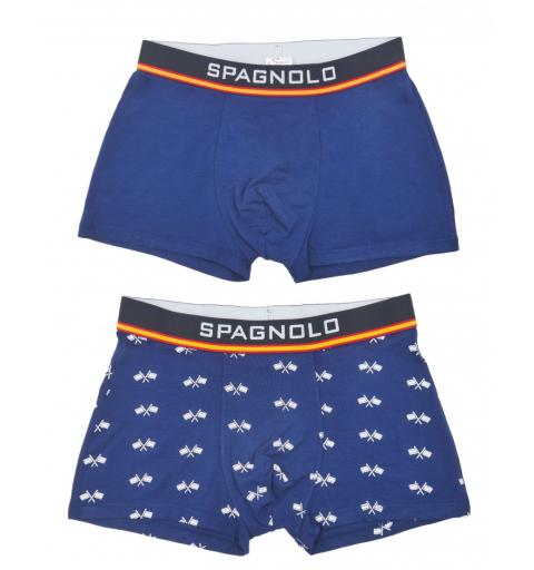 Spagnolo hombre pack boxers punto 1916 marino