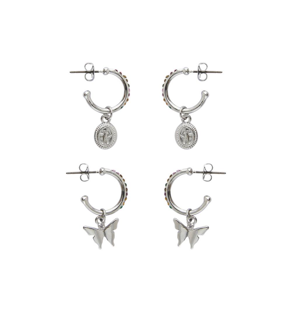 Pieces pchenn 2-pack hoop earring plata