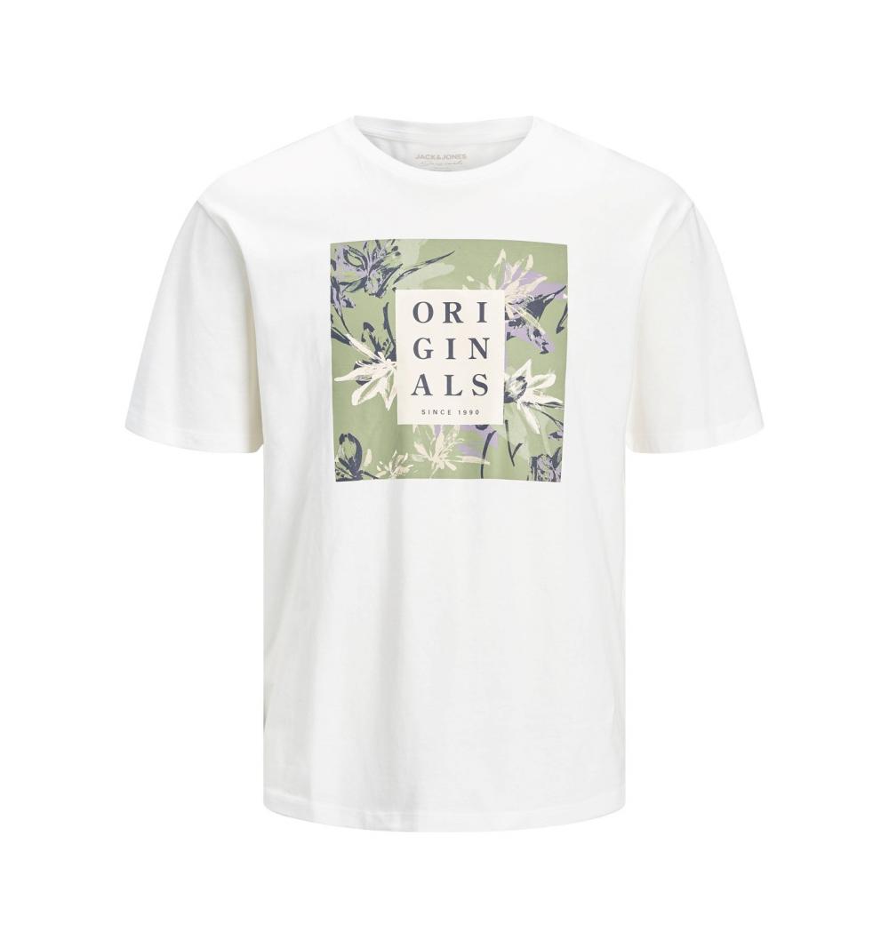 Jack&jones jorflower branding tee ss crew neck ln blanco