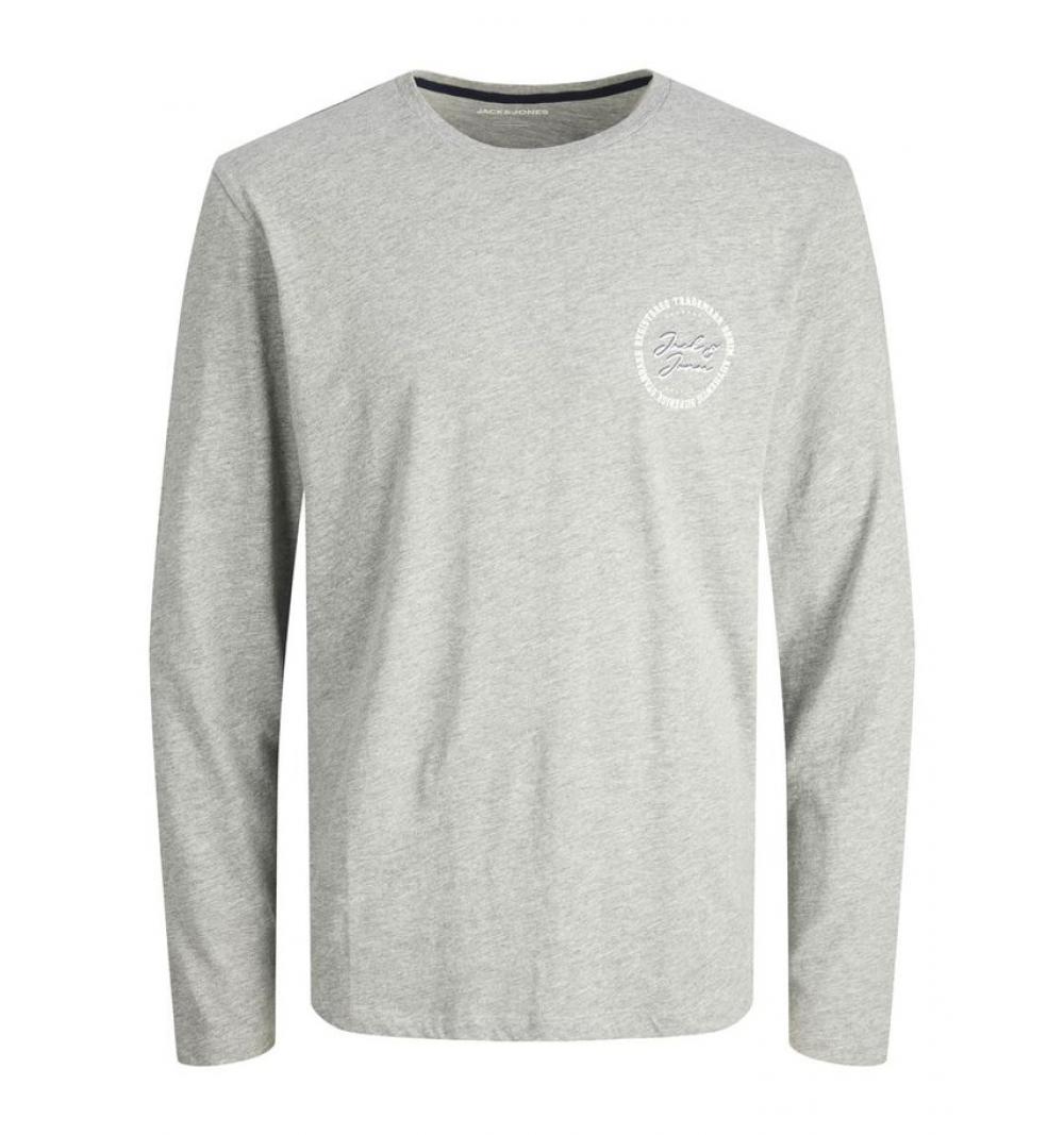 Jack&jones jjstamp tee ls crew neck gris