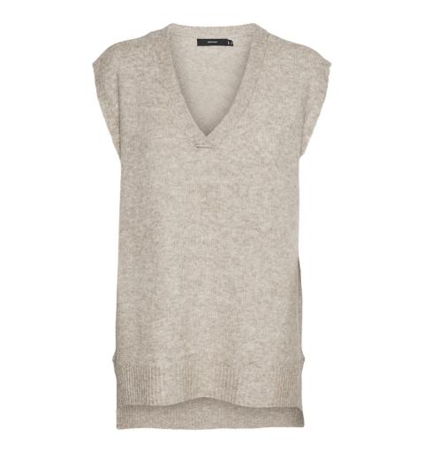 Veromoda vmplaza sl v-neck long vest ga boo beige