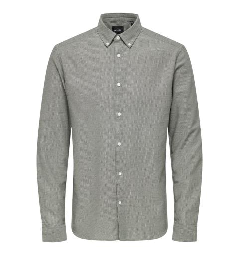 Only & sons onstar slim melange btn down ls shirt verde oscuro