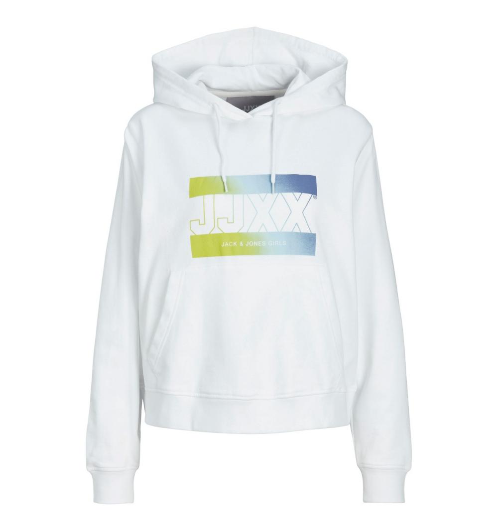 Jj mujer jxmilla rainbow ls relaxed sweat hood blanco