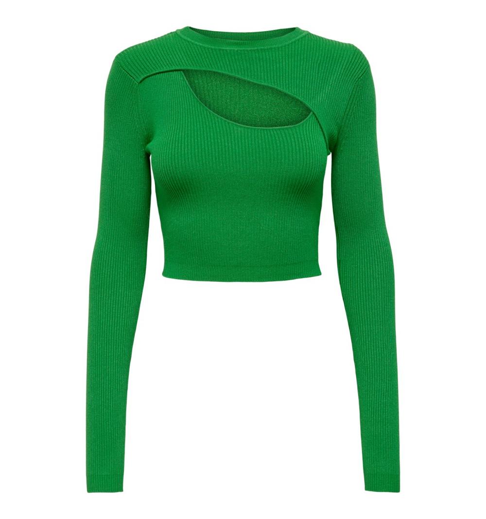 Only onlliza l/s peek-a-boo pullover knt verde