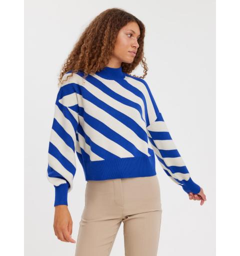 Veromoda vmlabi stripe ls mockneck blou. rep2 lcs azul