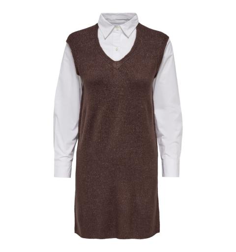 Jdy jdydrea nia l/s shirt sleeve dress knt marron