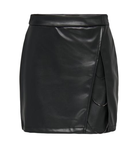 Only onlswara-idina faux leat chain skirt pnt negro