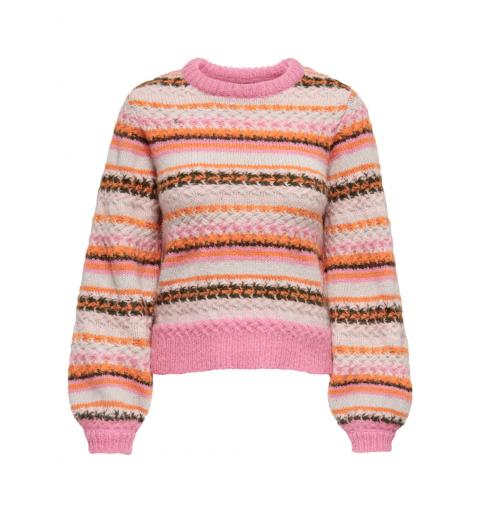 Only onlmabel life  l/s stripe pullover knt rosa