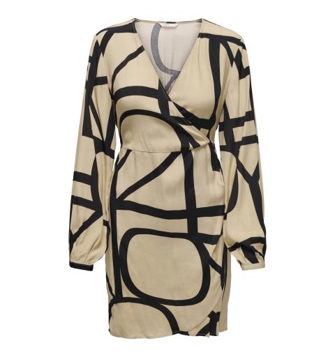 Only onlava l/s wrap dress ptm beige