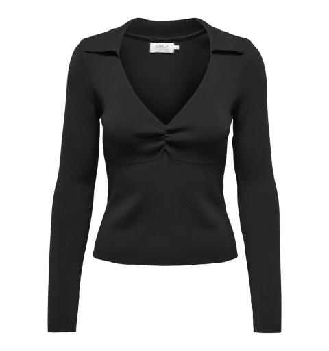 Only onlmelek ls v-neck collar cc knt negro