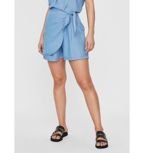 Veromoda vmlaura hr loose knot belt skort ga denim claro