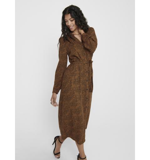 Jdy jdypearl l/s midcalf dress wvn marron