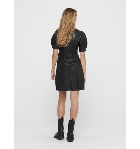 Only onllauren faux leather dress otw negro