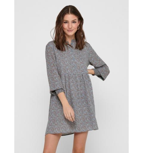 Jdy jdycarmen l/s short dress wvn azul