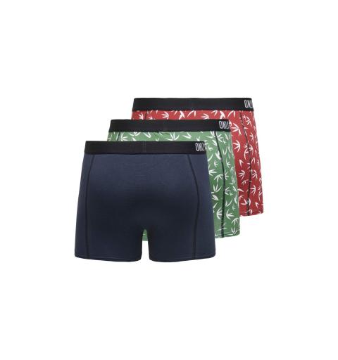 Only & sons onsjalte print trunk 3-pack marino