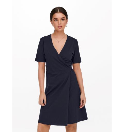 Only onlmay s/s wrap dress jrs marino