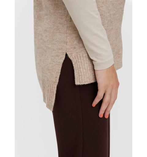 Veromoda vmplaza sl v-neck long vest ga boo beige