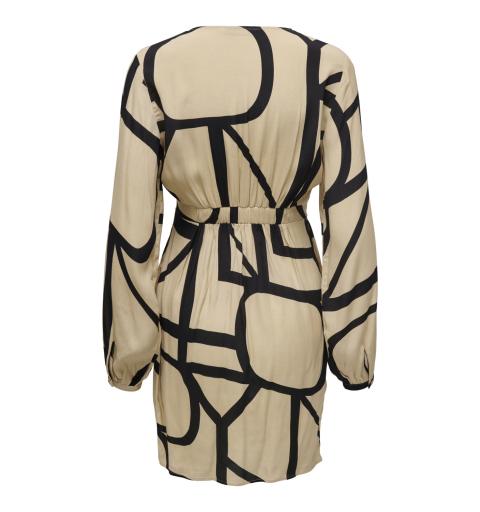 Only onlava l/s wrap dress ptm beige