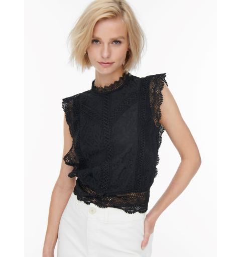 Only noos onlkaro s/l lace top noos wvn negro