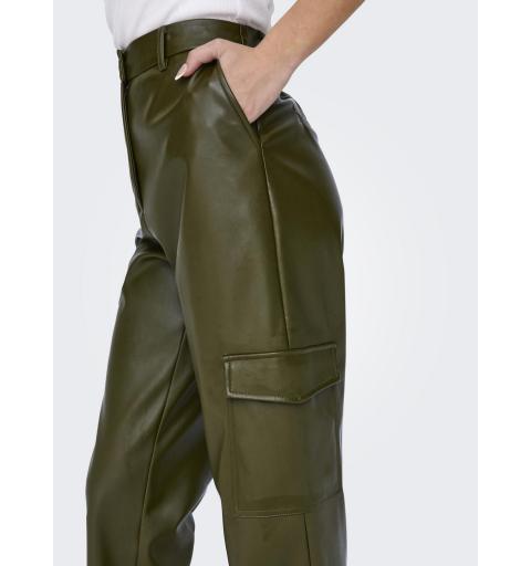 Only onlkim faux leather cargo pant cc otw verde oscuro