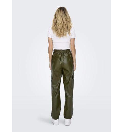 Only onlkim faux leather cargo pant cc otw verde oscuro