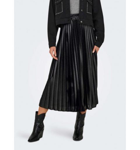 Only onllyon pleated shine skirt jrs noos negro