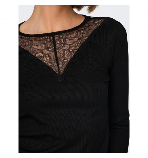 Jdy jdyroxy l/s lace top jrs noos negro