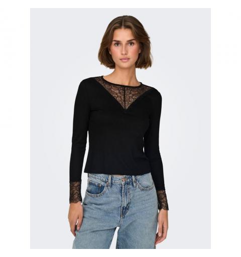 Jdy jdyroxy l/s lace top jrs noos negro