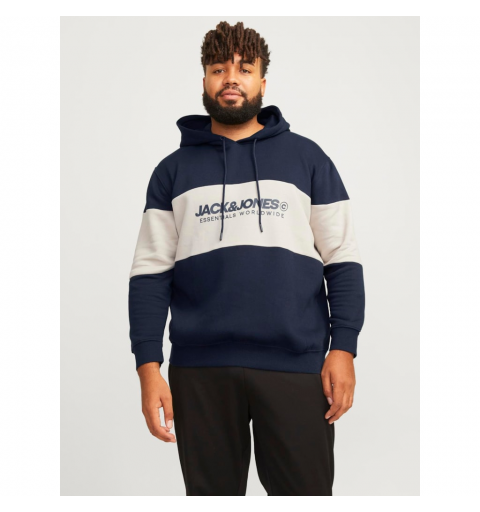 Jack&jones plus jjelegacy blocking sweat hood noos pls marino