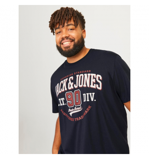 Jack&jones plus jjelogo tee ss o-neck 24/25 noos pls marino