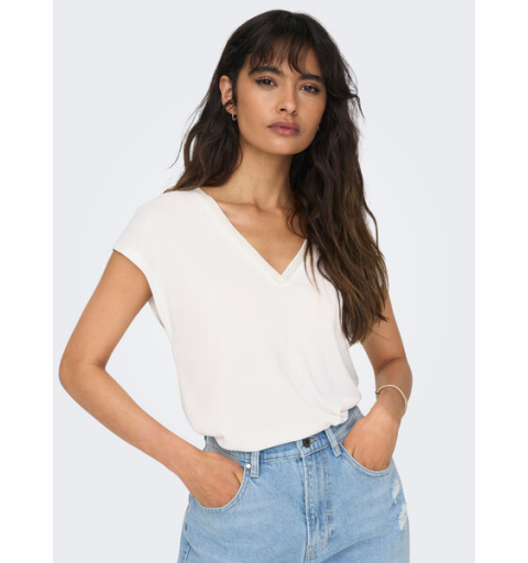 Only onlfree life s/s modal stitch top jrs blanco