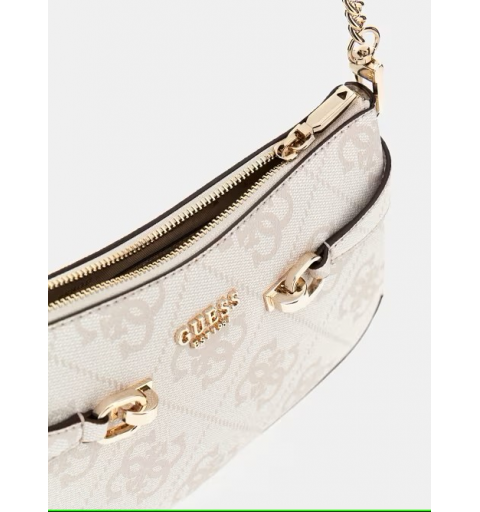 Guess mujer lorelei top zip shoulder bag beige