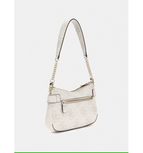 Guess mujer lorelei top zip shoulder bag beige