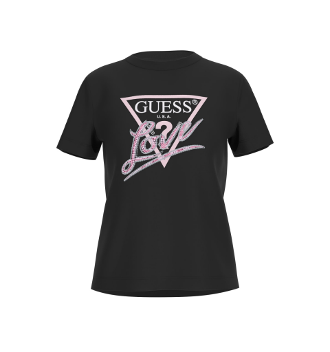 Guess mujer cn ss love triangle tee negro