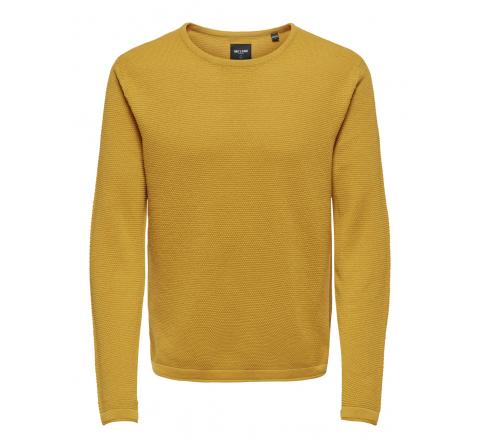 Only & sons noos onspanter life 12 struc crew knit noos mostaza - Imagen 1