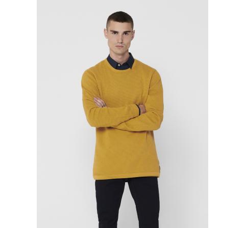 Only & sons noos onspanter life 12 struc crew knit noos mostaza - Imagen 3